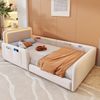 Merax Polsterbett, Kinderbett Daybett 90x200cm mit LED-Lichtleiste und Seitentaschen, Beige Bild 2