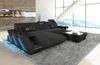 Stoffcouch Apollonia L-Form mit Lederakzenten - Strukturstoff - Schwarzgrau-Schwarz - Links Bild 2