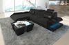 Stoffcouch Apollonia L-Form mit Lederakzenten - Strukturstoff - Schwarzgrau-Schwarz - Links Bild 3