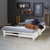 Palettenbett mit Bettkasten und 2er Set Lattenrost, Kiefer Massivholz Weiß, 28 x 140 x 200 cm Bild 2