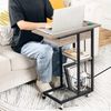 Hoobro Beistelltisch (mit Ladestation auf Rollen, schmaler Nachttisch mit USB), Steckdosen und Stauraum Bild 4