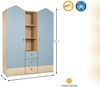 OTTO home Kleiderschrank Hennix skandinavisches Spitzdach-Design mit Soft-Close, viel Stauraum (H/B/T ca. 200/150/51cm) 3 Schubladen, Made in Germany, variable Einlegeböden Bild 4