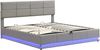 Polsterbett 180×200 cm mit LED und hydraulischem Bettkasten, höhenverstellbarem Kopfteil, Zementgrau, ohne Matratze Bild 5