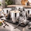 Neuetischkultur Tasse Becher Set silberfarben 2 teilig 250 ml mit Henkel, Keramik Bild 2