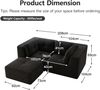 Flieks 2-Sitzer Modulares Sofa mit Hocker, Cloud Sofa Cord rahmenlos, Lounge Sofa bodennah, mit breiten Armlehnen, Schwarz Bild 4