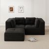 Flieks 2-Sitzer Modulares Sofa mit Hocker, Cloud Sofa Cord rahmenlos, Lounge Sofa bodennah, mit breiten Armlehnen, Schwarz Bild 2