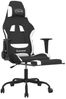 Gaming-Stuhl mit Fußstütze Drehbar Schwarz und Weiß Stoff, Drehbar [345488] Bild 4