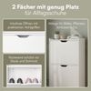 Bellamio 'Ceyhan' Schuhschrank mit 2 Klappen, schmales Schuhregal, weiß, 50x19x90 cm, Schuhkipper für 4 paar Schuhe Bild 3
