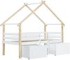 Polsterbett 140×190 cm aus Leinen-Stoff mit LED-Beleuchtung und USB-C-Ladefunktion, hellbeige Bild 5