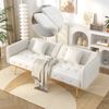Sofabett, Samt mit verstellbarer Rückenlehne & Armlehnen, 215x81,5 cm Liegefläche, altweiß Bild 4