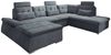 Couch Nalo Sofa Schlafcouch Bettsofa Schlafsofa Sofabett Wohnlandschaft ausziehbar anthrazit Ottomane rechts U-Form Bild 4