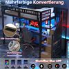 Hochbett, 90 x 200 cm, Eisenrahmen, Ablagefach, Leiter mit Stauraum, Schreibtisch, LED-Lichtleiste, USB-Anschluss inklusive, ohne Matratze, schwarz Bild 2