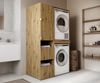 PLATAN ROOM Hochschrank Badschrank Waschmaschine Trockner Schrank Waschmaschinenschrank für Waschmaschine & Wäschetrockner Überbauschrank 187 x 65 x 45/66 cm Badregal (Eiche Artisan, 111 cm (45+66)) Bild 2
