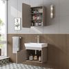 Roomart LYCIA-60 Badmöbel Set– 3-teiliges Badezimmermöbel Set - Unterschrank, Waschbecken & Spiegelschrank - H 54 x B 38.6 x T 59 cm • Beige Bild 2