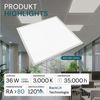LUXULA LED Panel 62X62 cm Büro Einbauleuchte, LED fest integriert, Warmweiß, Backlight Ratserdeckenleuchte Bild 2