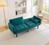 2-in-1 Verstellbares Schlafsofa, 176x78x76 cm, Samt antik blaugrün, klappbare Armlehnen Bild 2