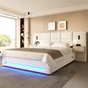 Polsterbett 180x200 cm mit Samt, LED, USB-C, Stauraum, Kopfteil-Schubladen, Hydraulik, Metallrahmen, Boxspring geeignet Bild 3