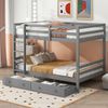 Etagenbett, 140*200cm,Kinderbetten mit Schubladen, Stauraum, Hohe Geländer, Grau Bild 2