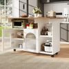Kücheninsel,Modernes Küchensiland, Küchenschrank, Abnehmbare Servierwagen buffetschrank, Speisewagen mit Holzmaserung, buffetschrank, Multifunktionale Esstisch mit Speicherraum,Weiß Bild 3
