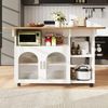 Kücheninsel,Modernes Küchensiland, Küchenschrank, Abnehmbare Servierwagen buffetschrank, Speisewagen mit Holzmaserung, buffetschrank, Multifunktionale Esstisch mit Speicherraum,Weiß Bild 2