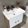 Roomart ADA Badmöbel Set– 3-teiliges Badezimmermöbel Set mit Waschbecken, Unterschrank & Spiegelschrank - H 42 x B 35 x T 60 cm • Weiß-Eiche Bild 5