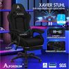 ALFORDSON Gaming-Stuhl mit Massage-Lordosenstütze, ergonomisch, mit Kopfstütze, höhenverstellbar, Stoffbezug, schwarz Bild 2