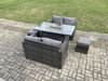 Fimous 6-Sitzer Rattan Gartenmöbel Sofa Set Gas Feuer Grube Esstisch Gasheizung mit Liebe Sofa 2 Kleiner Fußhocker Dunkelgrau Gemischt Bild 3