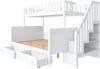 Kinder Etagenbett 90x200 & 140x200 mit Treppe, Stauraum, Schubladen, Leiterregal, platzsparendes Massivholz-Design für Kinderzimmer Bild 5