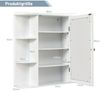 Badezimmerschrank mit Spiegel 4 Fächer & 6 offene Ablagen Badschrank Spiegelschrank Hängeschrank Weiß 65 x 17 x 63 cm Bild 3