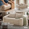 skølm 'Fjäll' Schlafsofa 2 Sitzer mit 2 Kissen, beige, Teddy-Bouclé Sofa ausklappbar, mit Liegefunktion, vakuumverpackt ohne Aufbau Bild 3