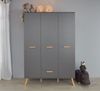 Babyzimmer Kleiderschrank Mats grau matt mit Buche massiv 130 x 190 cm Bild 5