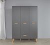 Babyzimmer Kleiderschrank Mats grau matt mit Buche massiv 130 x 190 cm Bild 4