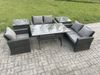 Fimous Gartenlounge Set Polyrattan Gartenmöbel Set mit Esstisch Doppelsitzsofa 2 Beistelltischen Dunkelgrau gemischt Bild 2