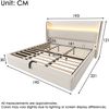 Merax Polsterbett, 180x200cm Doppelbett , Modernes Hydraulisches Bett mit Hohem Kopfteil, mit LED-Beleuchtung, Stauraum & USB/Type-C-Anschlüssen, in Leinen Optik Beige Bild 4