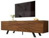 KLAM HOME Lowboard Modernes Lowboard Mit Wellenfront Im Walnuss Design (160cm TV Schrank Mit Stabilem Eisengestell Und Großem Stauraum), TV Möbel Mit Integriertem Kabelmanagement Bild 4