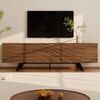 KLAM HOME Lowboard Modernes Lowboard Mit Wellenfront Im Walnuss Design (160cm TV Schrank Mit Stabilem Eisengestell Und Großem Stauraum), TV Möbel Mit Integriertem Kabelmanagement Bild 5