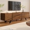 KLAM HOME Lowboard Modernes Lowboard Mit Wellenfront Im Walnuss Design (160cm TV Schrank Mit Stabilem Eisengestell Und Großem Stauraum), TV Möbel Mit Integriertem Kabelmanagement Bild 3