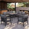 Merax Gartenlounge-Set Garten-Essgruppe mit geflochtenen Armlehnen & verzinktem Stahlrahmen, (4-tlg), 8-Sitzer Sitzgruppe Loungeset, Ecksofa mit Esstisch und 2 Sesseln Bild 2