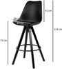 2er Set Barhocker Schwarz Kunstleder / Massivholz | Design Barstuhl Skandinavisch 2 Stück mit schwarzen Beinen | Tresenhocker mit Lehne Sitzhöhe 77 cm Bild 4