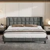 Polsterbett mit Lattenrost, 180x200 cm, Doppelbett, Kopfteil mit seitlichen Ohren, Samt Bild 2