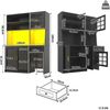 Küchenschrank mit LED-Beleuchtung, Hochschrank mit Glasvitrine für Staubsaugerroboter, Aufbewahrungsschrank in Schwarz mit goldenen Griffen Bild 5