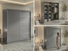 Moderner Schwebetürenschrank MACEDONIA, Kleiderschrank in Grau Color, Breite 200 cm, minimalistisches Design, Inkl. Innenausstattung Bild 2