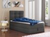Boxspringbett Best Mini mit Bettkasten und Matratzentopper - Einzelbett mit Bonell-Matratze und Topper, Polsterbett, Bett, Schlafzimmer (Dunkelgrau (Inari 94), 100 x 200 cm)