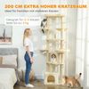 Katzenbaum 200cm hoch, mit Hängematte & Verstecken, Sisal Kratzstämme, Anti-Kipp-Gurt, für 2-3 Katzen, stabil, eleganter Spielplatz Bild 2