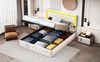 FUROKOY Polsterbett Hydraulisches Doppelbett Stauraumbett Verstellbare Kopfteilhöhe, (Set), mit Lattenrost, Samt, 160x200cm,Beige Bild 3