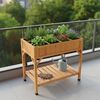 Relaxdays Hochbeet mit Unterteilung, Tannenholz/Vliesstoff Natur, 81,5 x 91 x 62 cm Bild 2