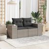 vidaXL Gartensofa 2-Sitzer mit Kissen Grau Poly Rattan 366143 Bild 3