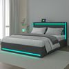 Furnishings Home Polsterbett LED Doppelbett Stauraumbett mit Kopfteil und 4 Schubladen (Leinenmaterial Polsterbett mit RGB Beleuchtung), mit Lattenrost und Ladefunktion, mit Komforthöhe, Leises Design Bett Bild 2
