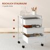 HOMCOM Servierwagen mit 3 Etagen, Griffe, (Rollwagen, 1 St, Aufbewahrungswagen), für Küche, Wohnzimmer, 40,8 x 33,5 x 60,5 cm, Weiß Bild 4