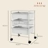 HOMCOM Servierwagen mit 3 Etagen, Griffe, (Rollwagen, 1 St, Aufbewahrungswagen), für Küche, Wohnzimmer, 40,8 x 33,5 x 60,5 cm, Weiß Bild 3